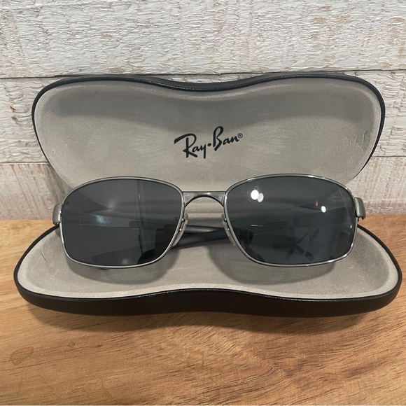 Ray Ban RB3413 Gunmetal Silver Black Rectangular Eyeglass Sunglass FRAMES 59-18 - Picture 1 of 16